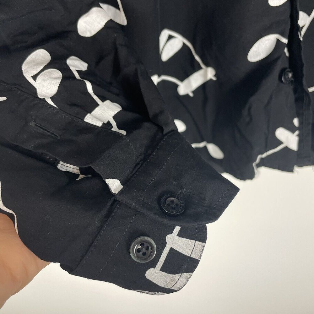 Saint Laurent Black Button-Down Shirt with White Music Note Print - Picture 5 of 7